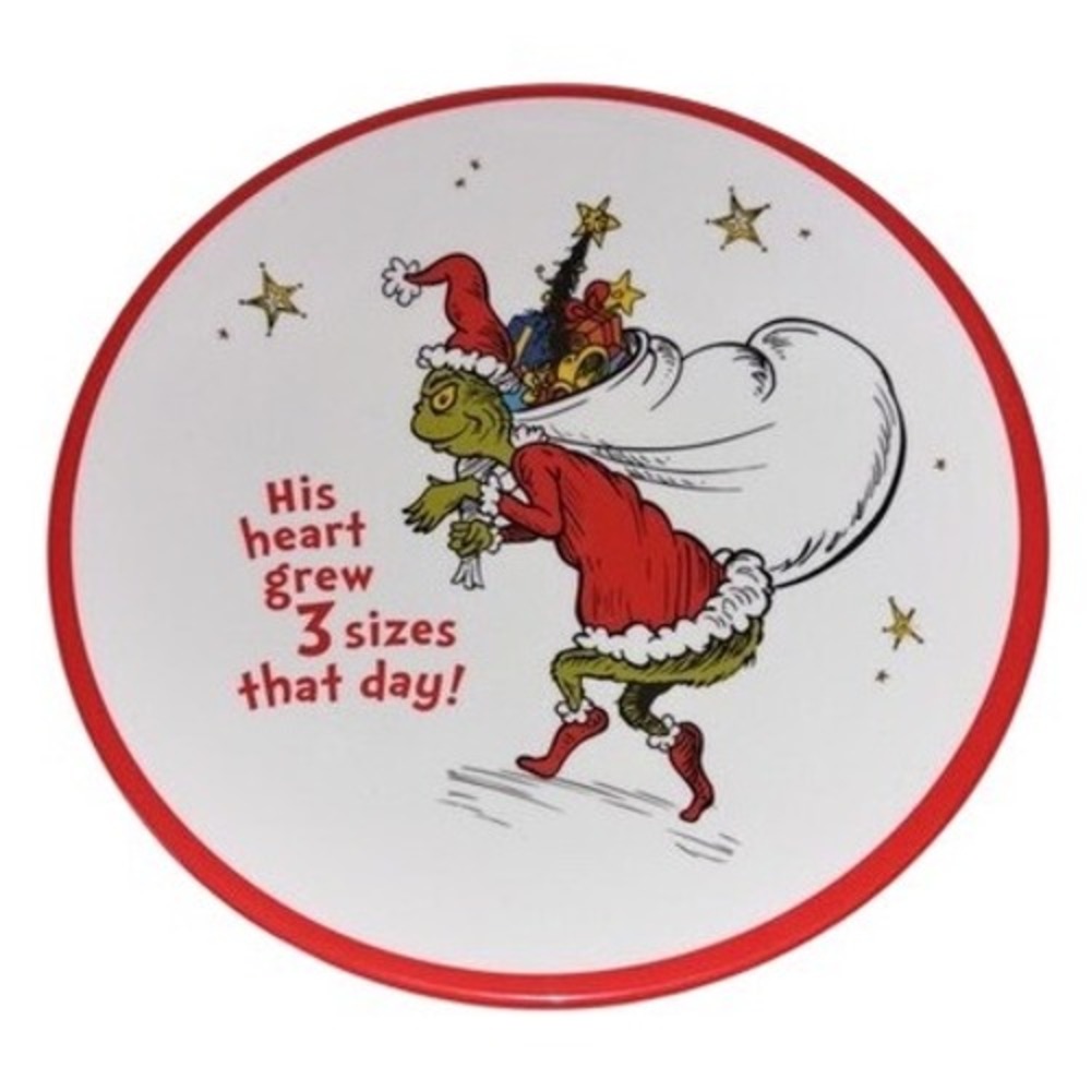 Pottery Barn Kids Grinch Dinner Plates Set of 4 Melamine Dr. Seuss Christmas New